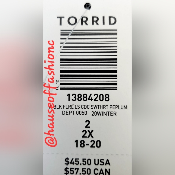 TORRID Black Skulls & Floral Sweetheart Kneck Peplum Crepe Top! NWT! - Picture 9 of 9